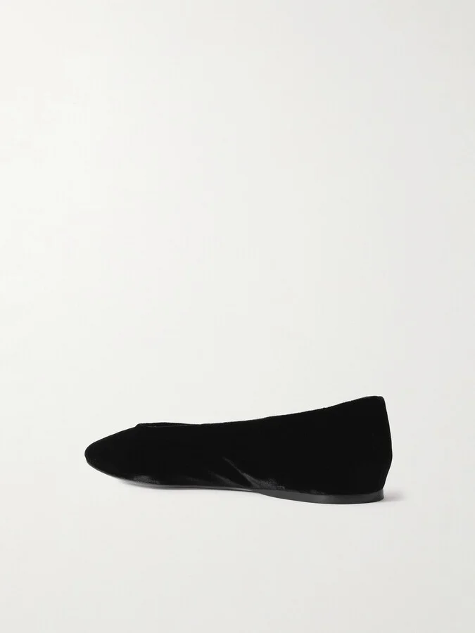SAINT LAURENT - Gio Velvet Ballet Flats - Black - Image 3