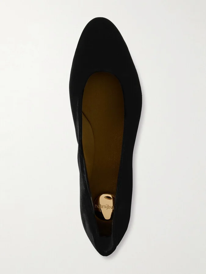 SAINT LAURENT - Gio Velvet Ballet Flats - Black - Image 5