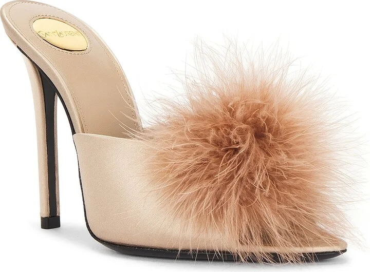 Saint Laurent Gippy Mule Sandal in Blush - Image 2