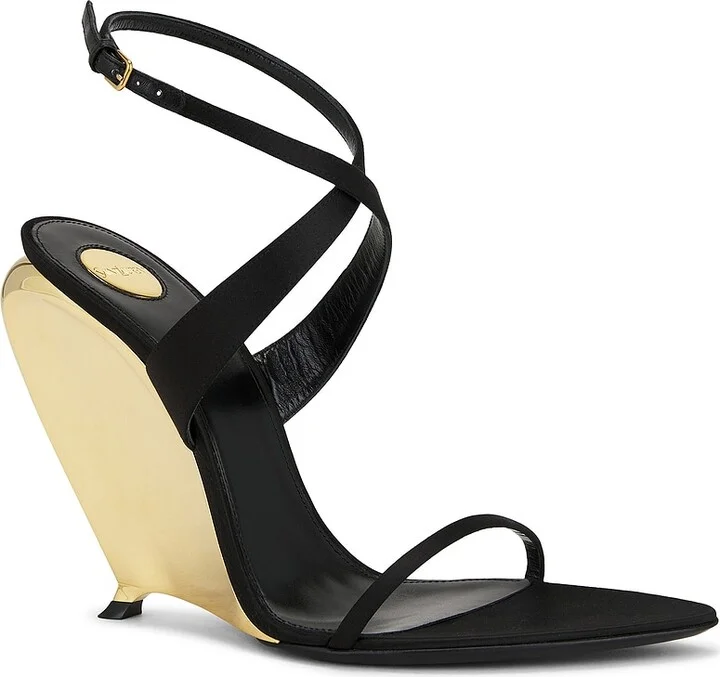 Saint Laurent Gippy Wedge Sandal in Black - Image 2