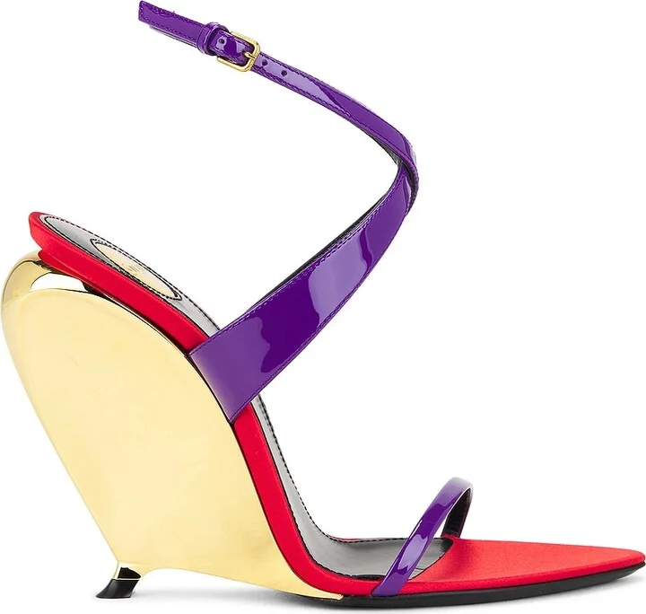 Saint Laurent Gippy Wedge Sandal in Purple