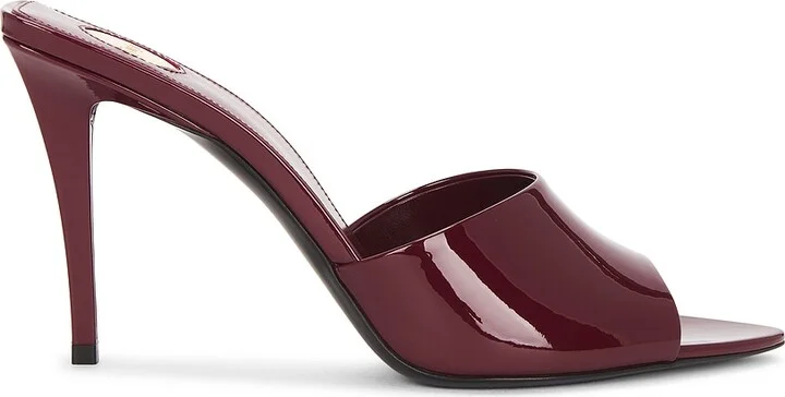 Saint Laurent Giqua Mule Sandal in Wine