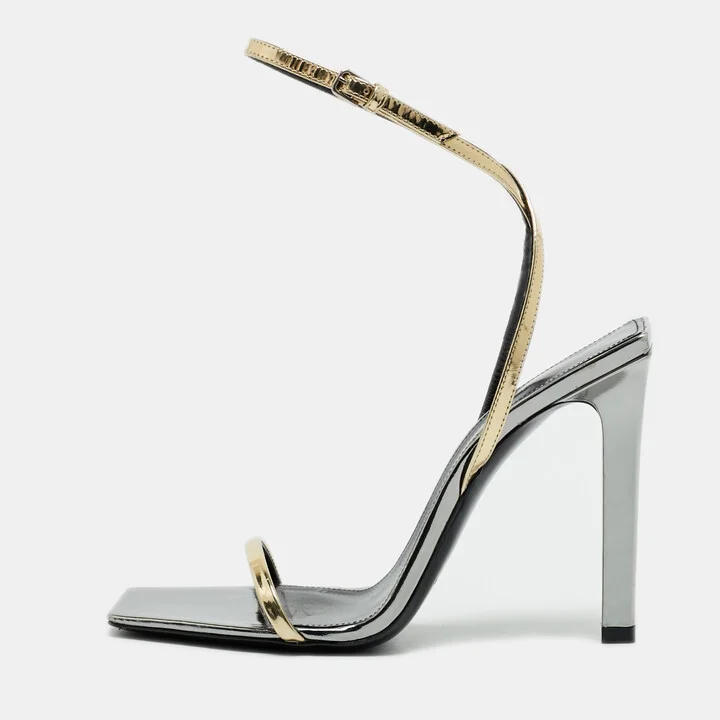 Saint Laurent Gold Leather Pam Sandals Size 36.5