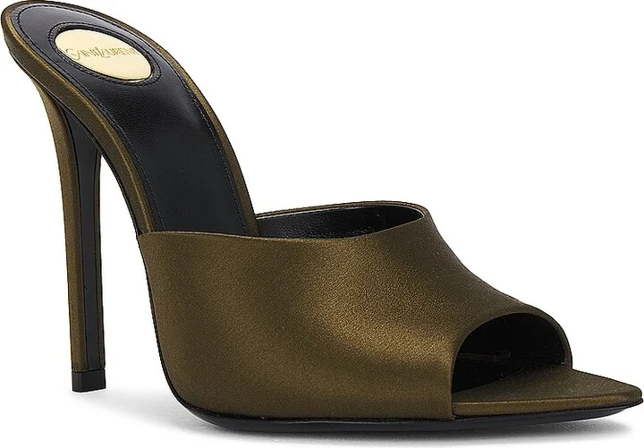 Saint Laurent Goldie Mule Sandal in Olive - Image 2