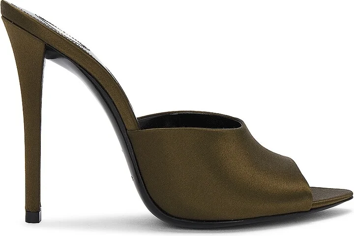Saint Laurent Goldie Mule Sandal in Olive