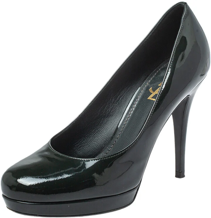 Saint Laurent Green Patent Leather Pumps Size 38.5
