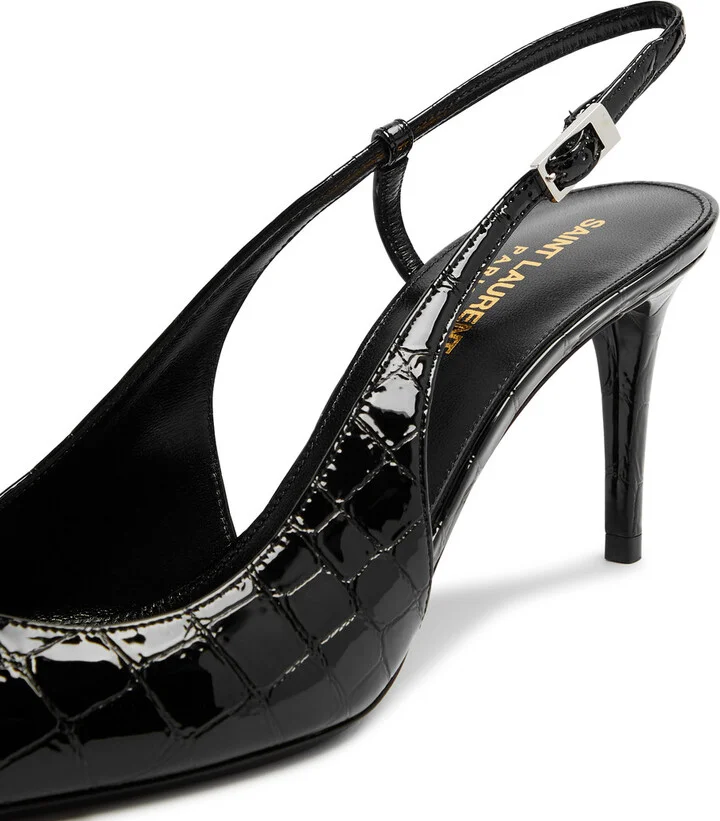 Saint Laurent Hacker 70 Leather Slingback Pumps - Image 4