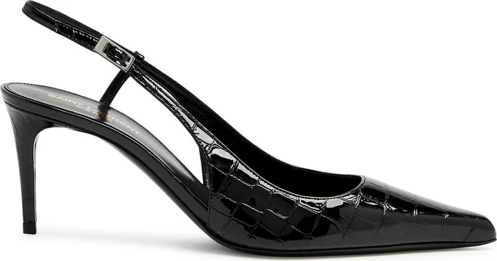 Saint Laurent Hacker 70 Leather Slingback Pumps
