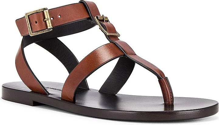 Saint Laurent Hardy Flat Sandal in Bruciato in Brown - Image 2