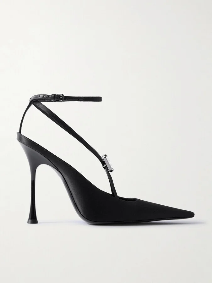 SAINT LAURENT - Harlow Crystal-embellished Satin Pumps - Black
