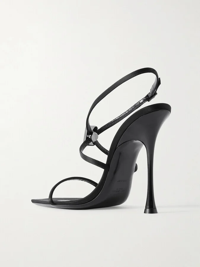 SAINT LAURENT - Harlow Crystal-embellished Satin Sandals - Black - Image 3