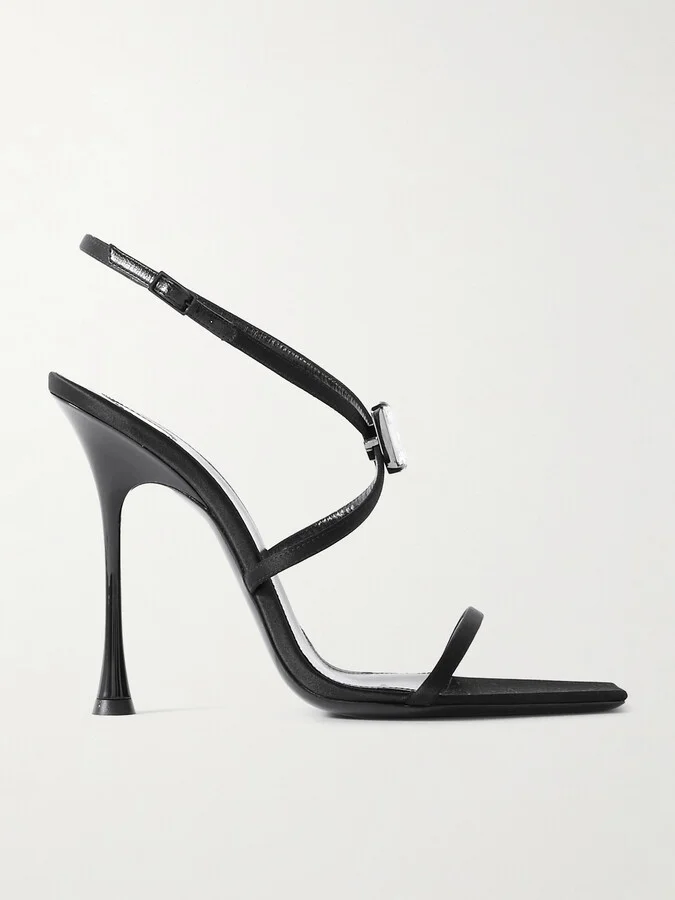 SAINT LAURENT - Harlow Crystal-embellished Satin Sandals - Black