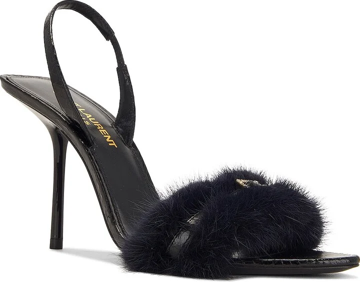 Saint Laurent Ilona Slingback Heels in Navy - Image 2