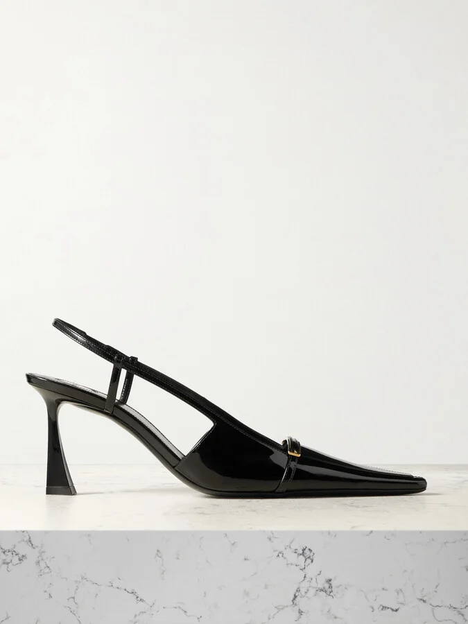 SAINT LAURENT - Jacqueline Buckle-embellished Patent-leather Slingback Pumps - Black