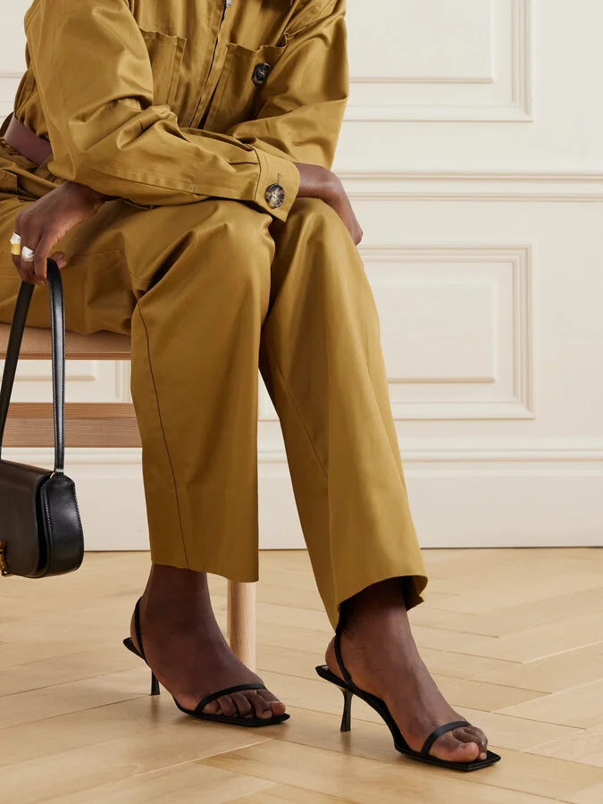 SAINT LAURENT - Jaspe Satin Slingback Sandals - Black - Image 2