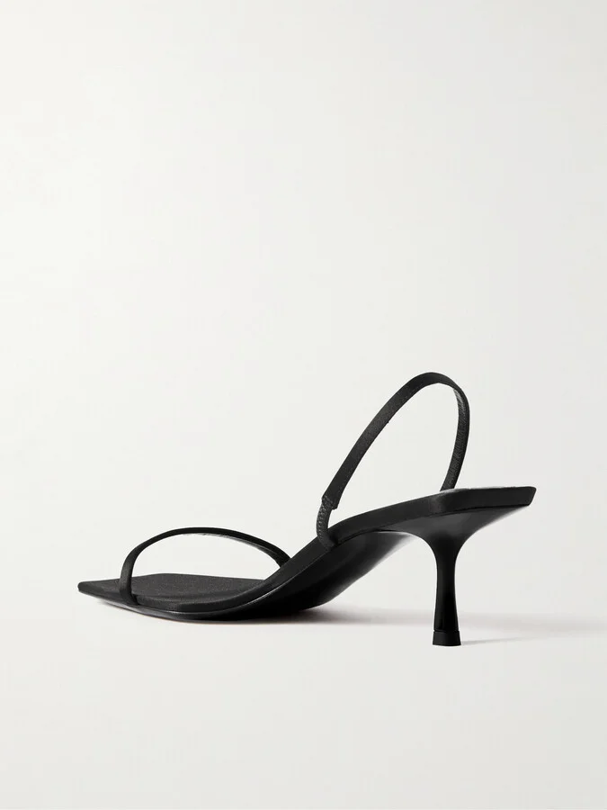 SAINT LAURENT - Jaspe Satin Slingback Sandals - Black - Image 3