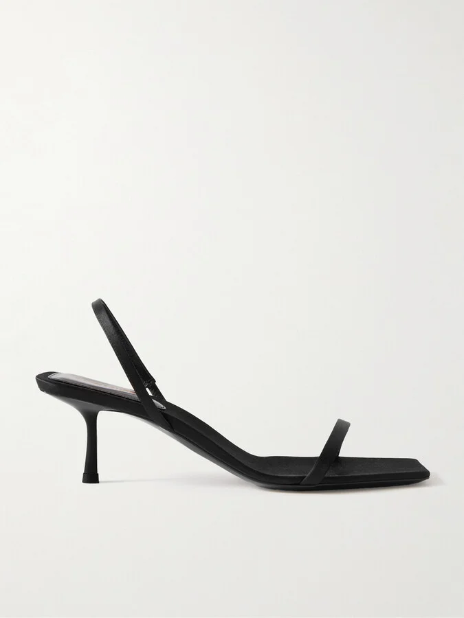 SAINT LAURENT - Jaspe Satin Slingback Sandals - Black