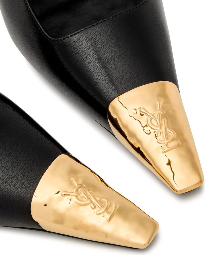 Saint Laurent Jeanne 110 Leather Slingback Pumps - Image 3