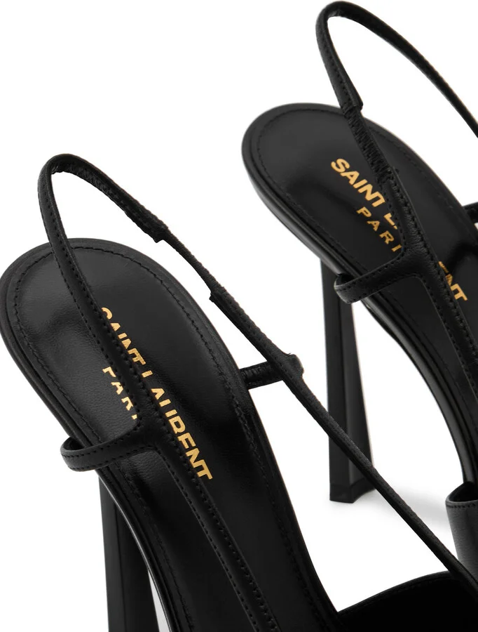 Saint Laurent Jeanne 110 Leather Slingback Pumps - Image 4