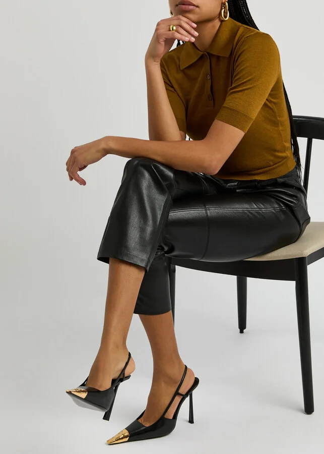 Saint Laurent Jeanne 110 Leather Slingback Pumps - Image 5