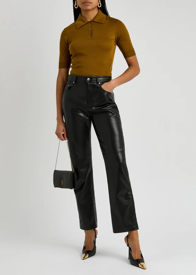 Saint Laurent Jeanne 110 Leather Slingback Pumps - Image 6