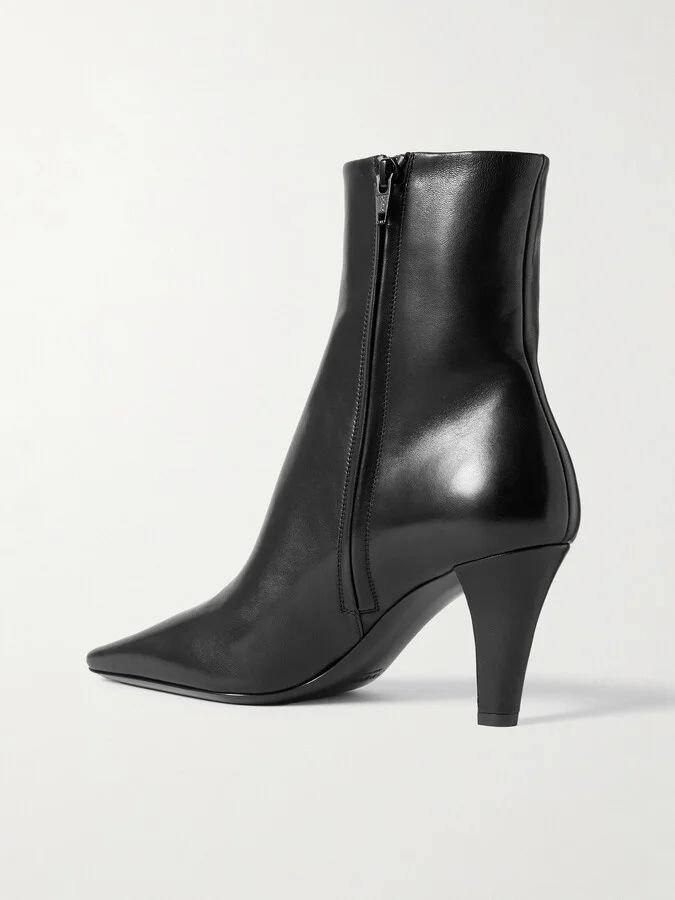 SAINT LAURENT - Jill Embellished Leather Ankle Boots - Black - Image 3