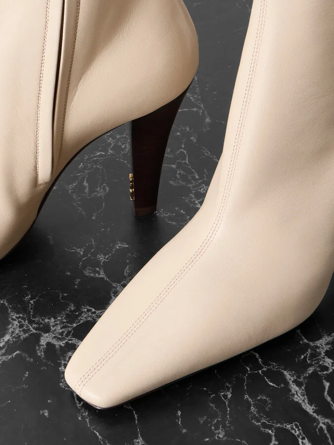 SAINT LAURENT - Jill Leather Ankle Boots - Neutrals - Image 4