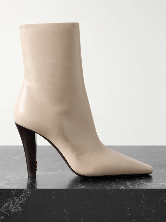 SAINT LAURENT - Jill Leather Ankle Boots - Neutrals