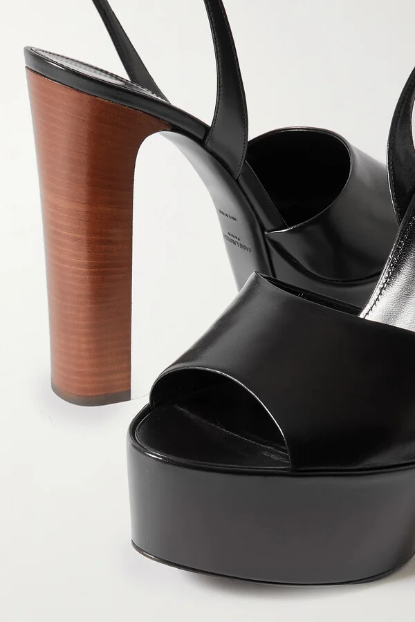 SAINT LAURENT - Jodie Glossed-leather Platform Sandals - Black - Image 4