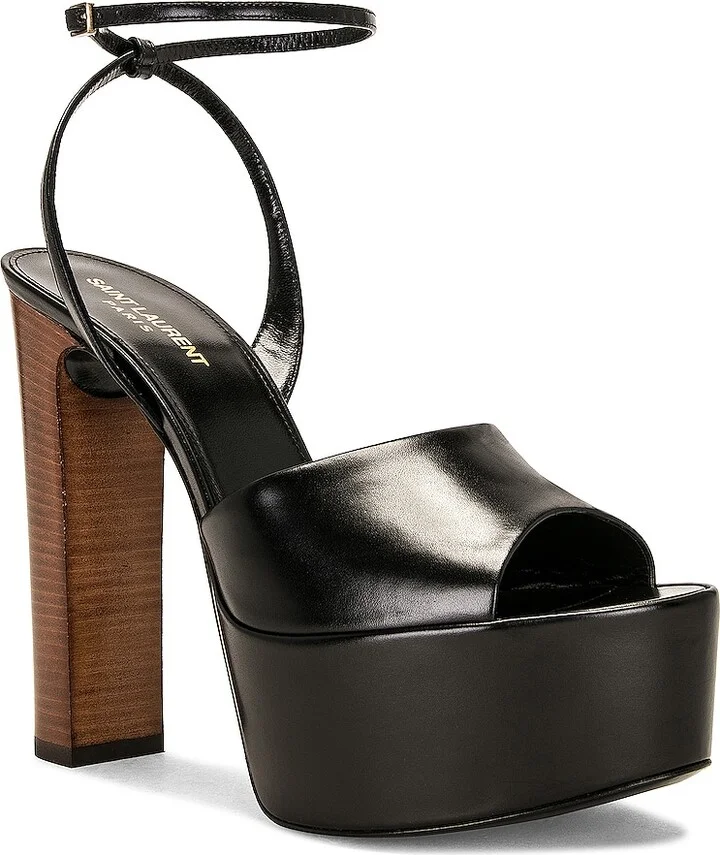 Saint Laurent Jodie Platform Sandal in Black - Image 2