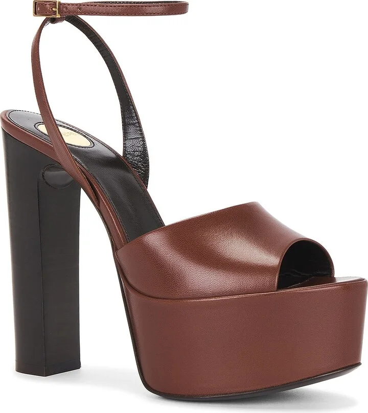 Saint Laurent Jodie Platform Sandal in Brown - Image 2