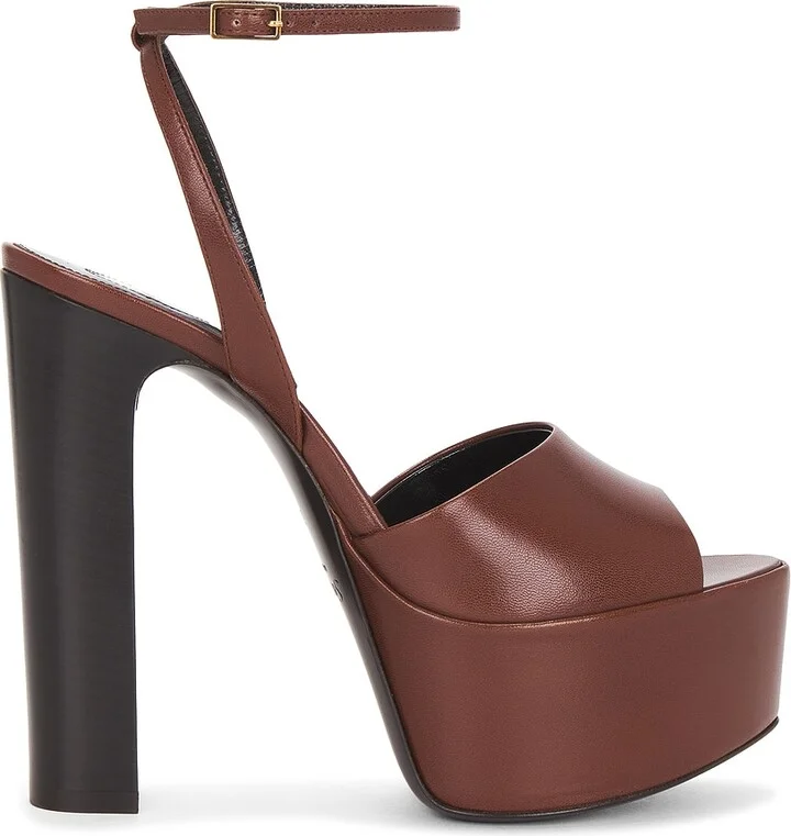 Saint Laurent Jodie Platform Sandal in Brown