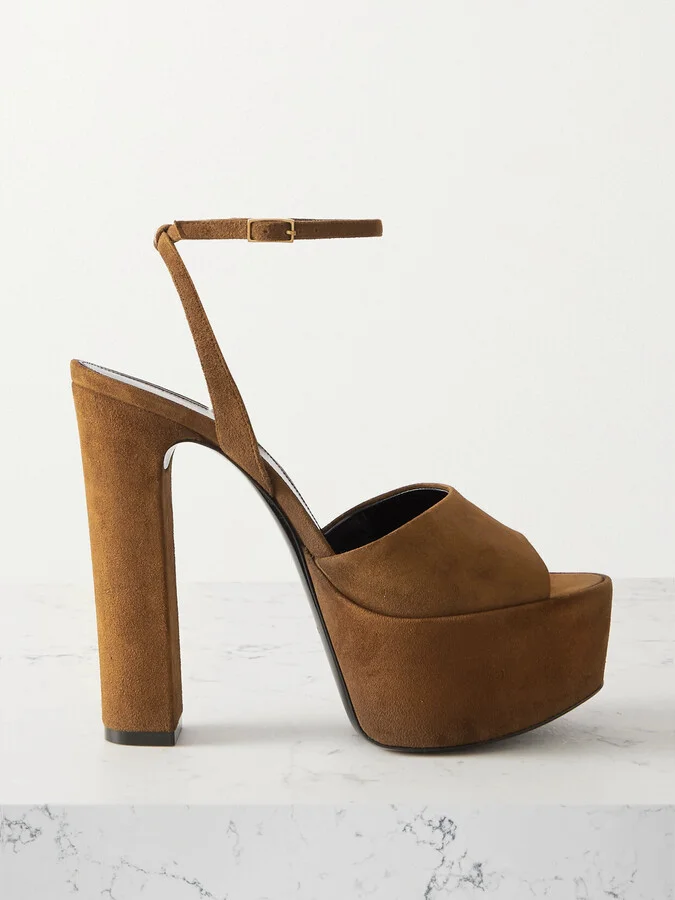 SAINT LAURENT - Jodie Suede Sandals - Brown