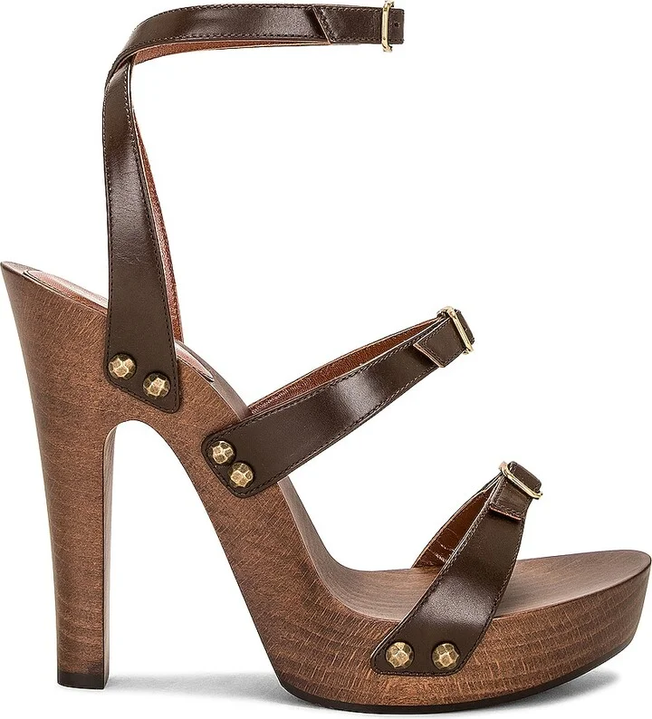 Saint Laurent Jota Clog Sandal in Brown