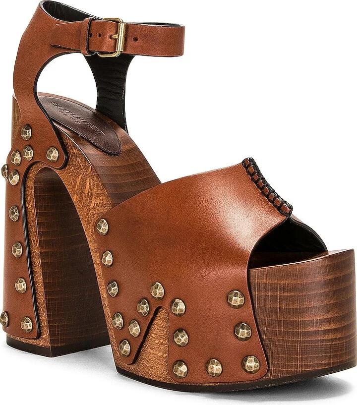 Saint Laurent Jota Platform Clog Sandal in Brown - Image 2