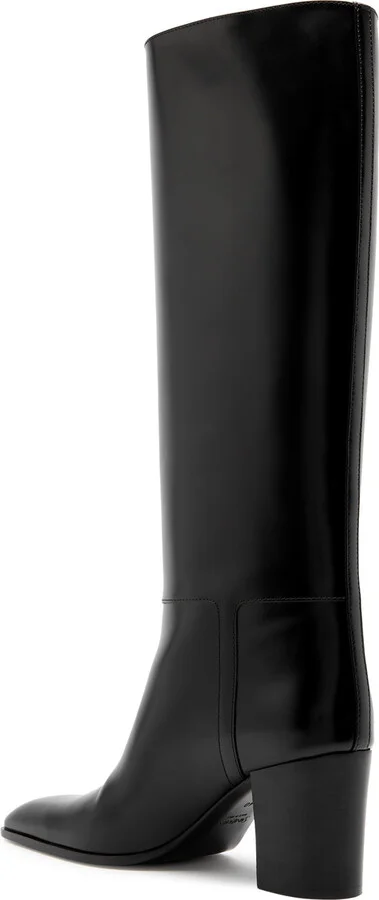 Saint Laurent Julia 70 Glossed Leather Knee-high Boots - Image 2