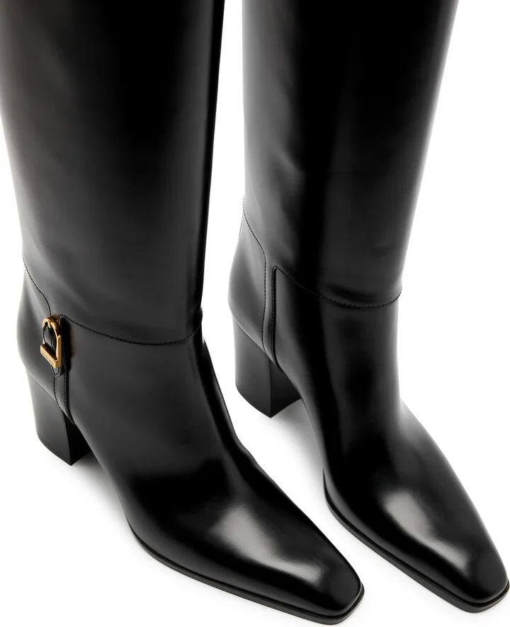 Saint Laurent Julia 70 Glossed Leather Knee-high Boots - Image 3
