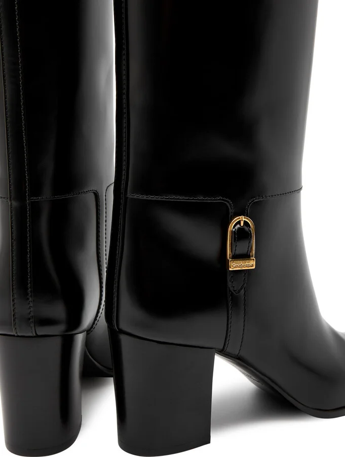 Saint Laurent Julia 70 Glossed Leather Knee-high Boots - Image 4
