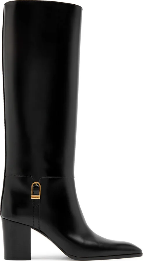 Saint Laurent Julia 70 Glossed Leather Knee-high Boots