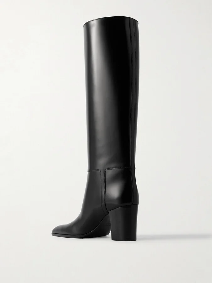 SAINT LAURENT - Julia Buckle-embellished Leather Knee Boots - Black - Image 3