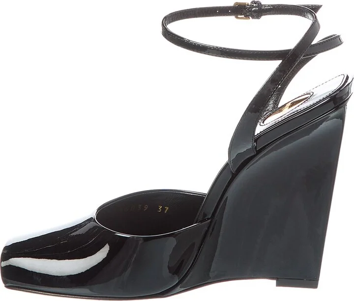 Saint Laurent La Scandale 105 Patent Wedge Sandal - Image 2