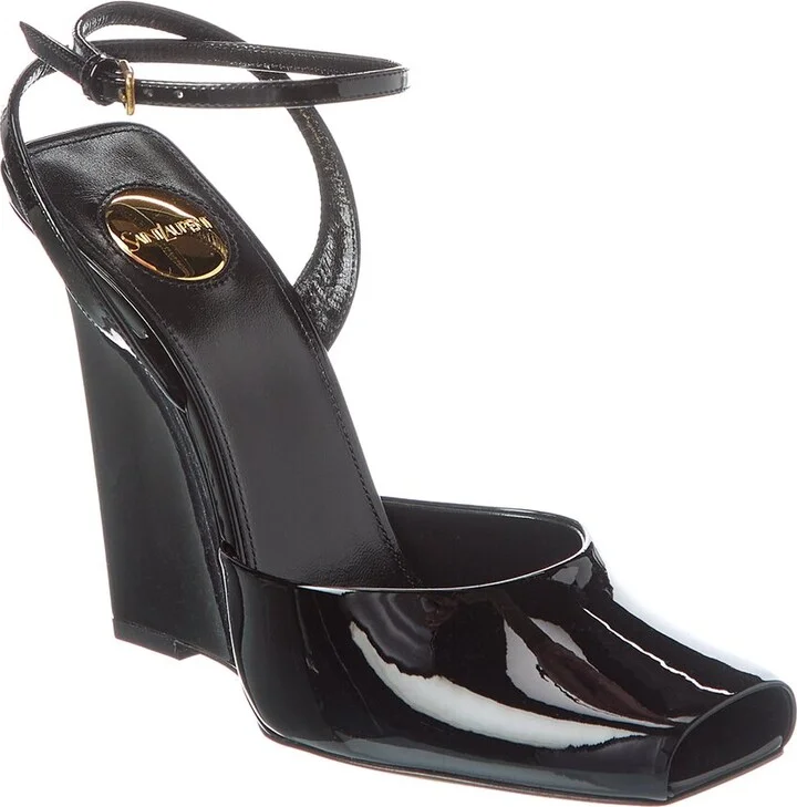 Saint Laurent La Scandale 105 Patent Wedge Sandal