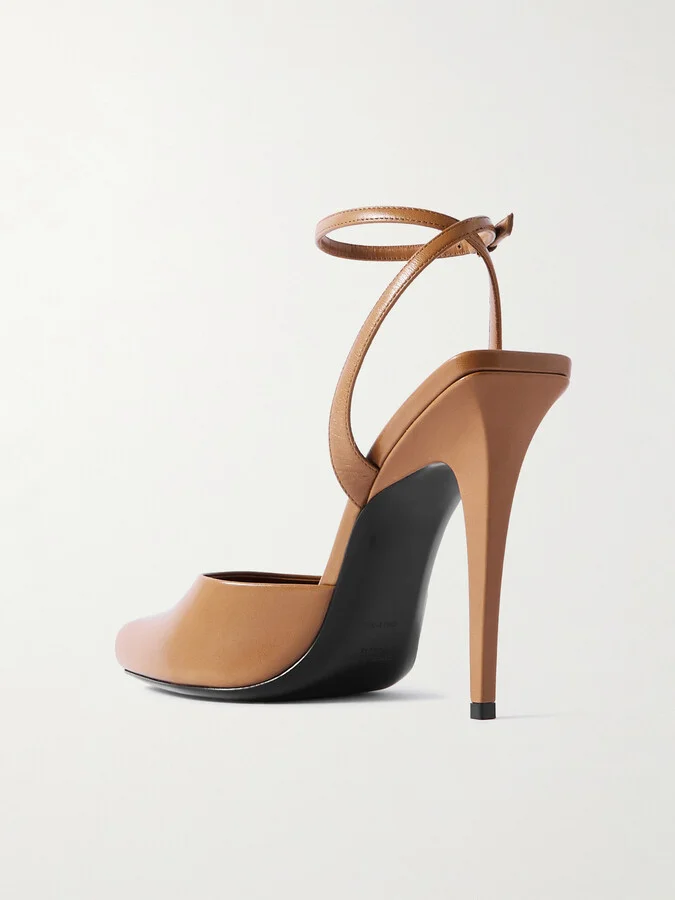 SAINT LAURENT - La Scandale Leather Sandals - Brown - Image 3