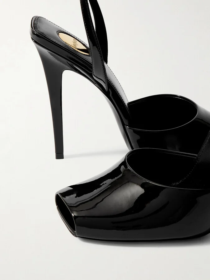 SAINT LAURENT - La Scandale Patent-leather Mules - Black - Image 4