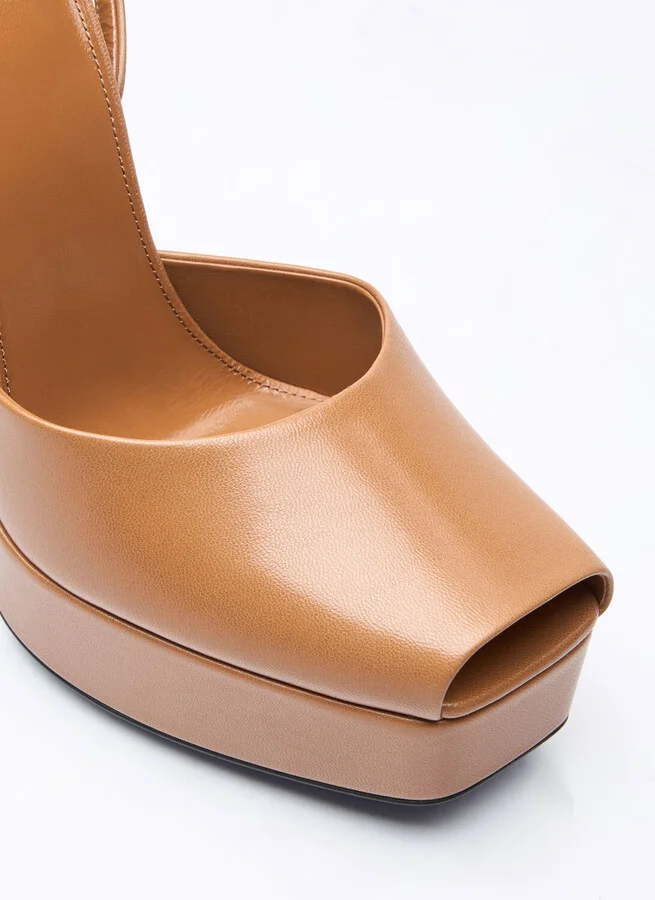 Saint Laurent La Scandale Platform Sandals - Woman Heels Brown Eu - 38 - Image 2