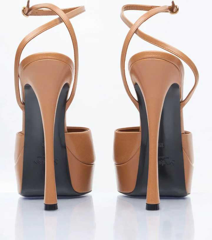 Saint Laurent La Scandale Platform Sandals - Woman Heels Brown Eu - 38 - Image 5