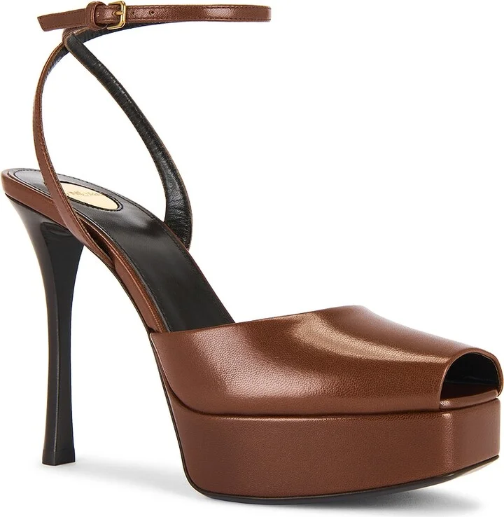 Saint Laurent La Scandale Sandal in Brown - Image 2