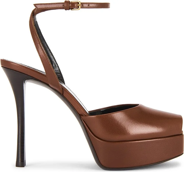 Saint Laurent La Scandale Sandal in Brown