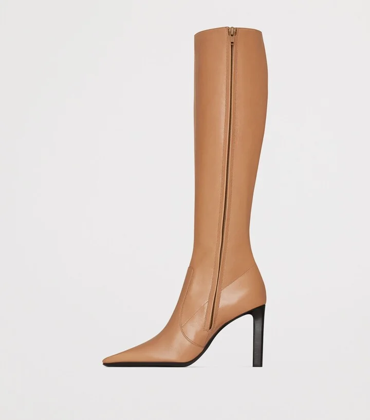 Saint Laurent Lambskin Francoise Knee-High Boots 95 - Image 4