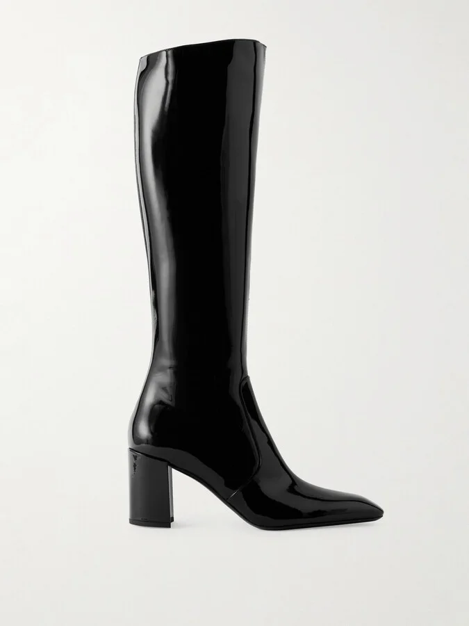 SAINT LAURENT - Lauren Patent-leather Boots - Black